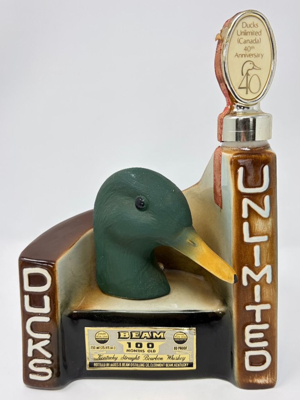 Vtg 1978 Jim Beam Ducks Unlimited Mallard Drake Duck 40th Canada Decanter EMPTY